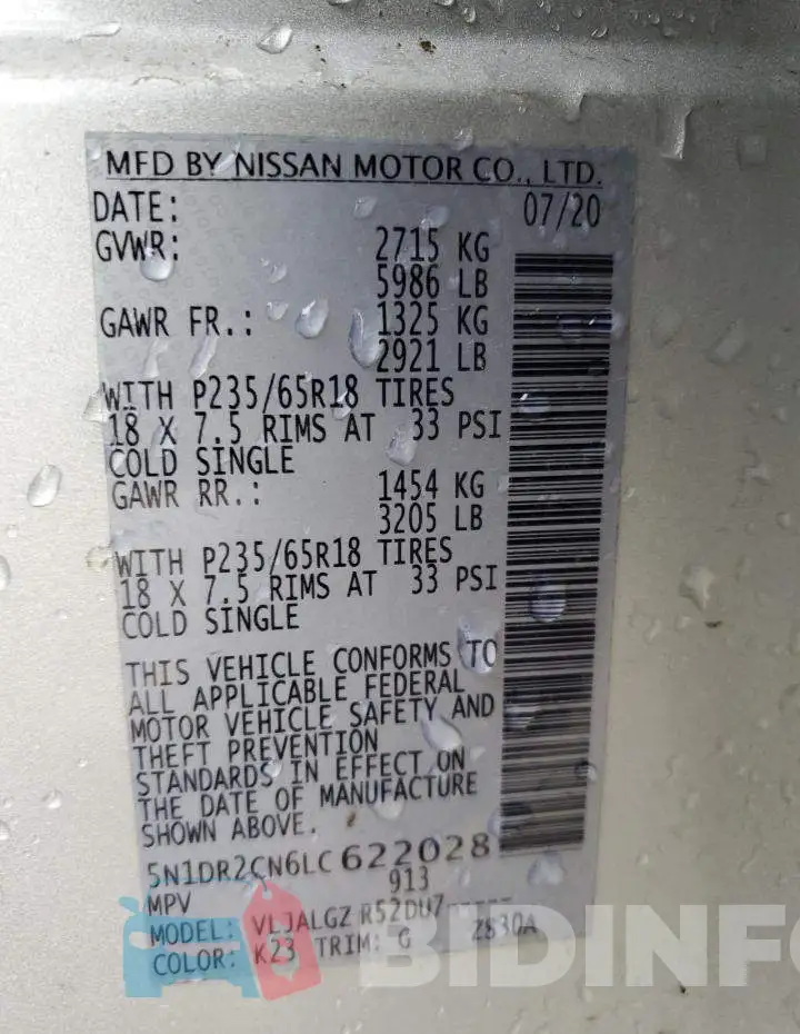 5N1DR2CN6LC622028 Photo# 13