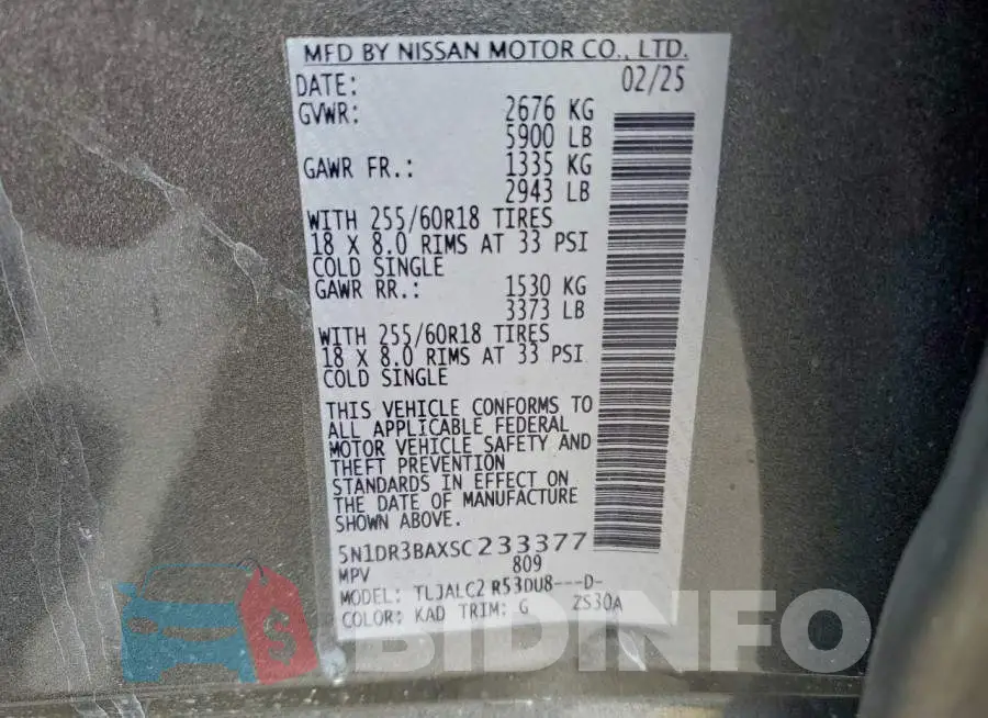 5N1DR3BAXSC233377 Photo# 13
