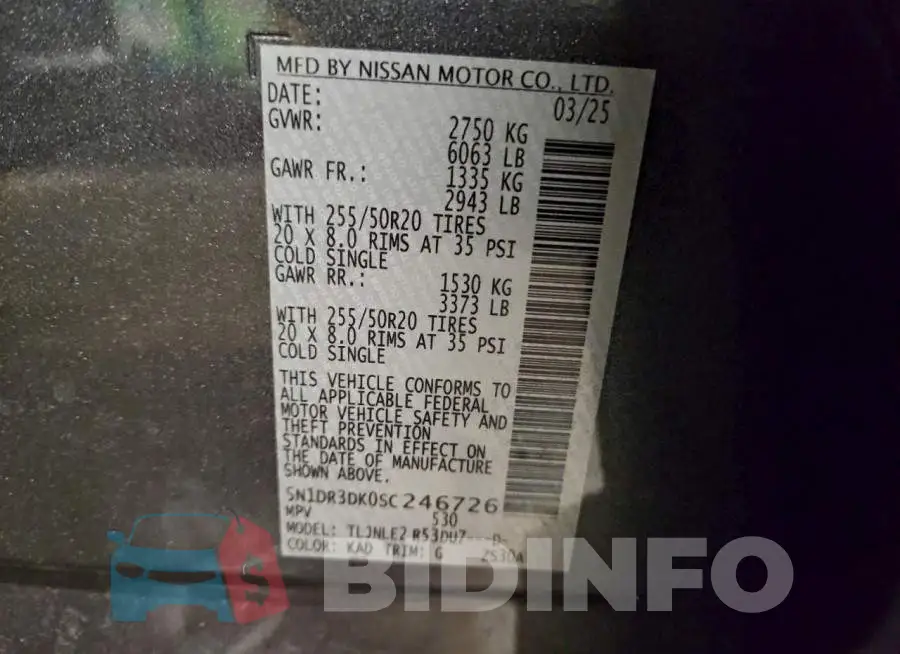 5N1DR3DK0SC246726 Photo# 13