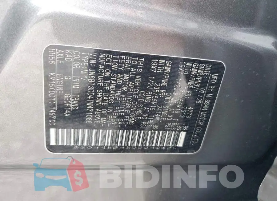 JN8BT3DD4TW471086 Photo# 13