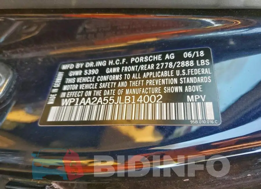 WP1AA2A55JLB14002 Photo# 13