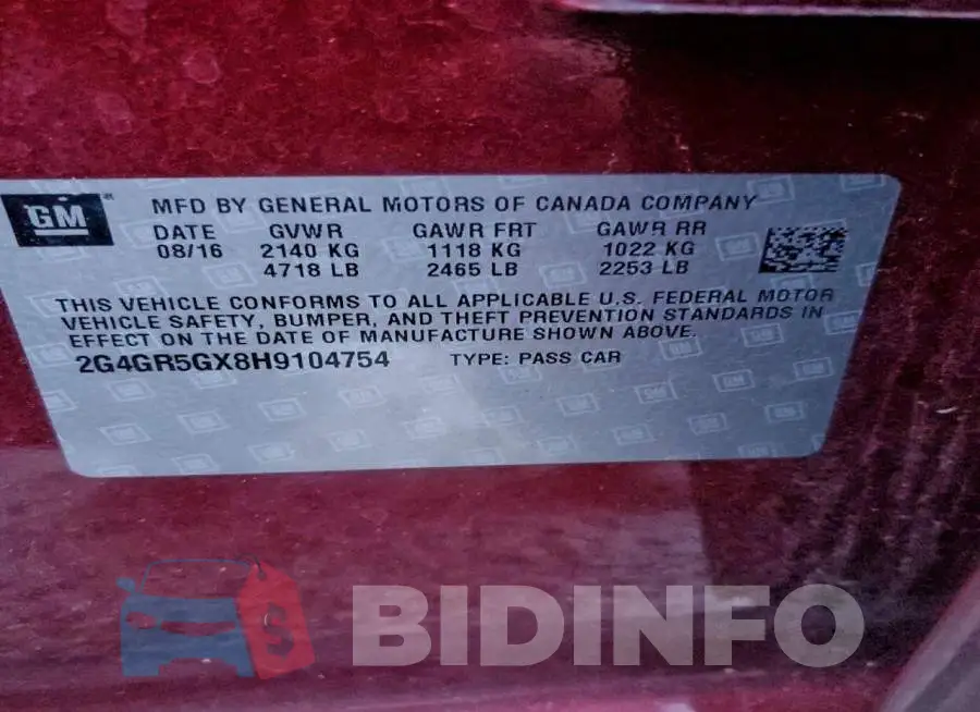 2G4GR5GX8H9104754 Photo# 12