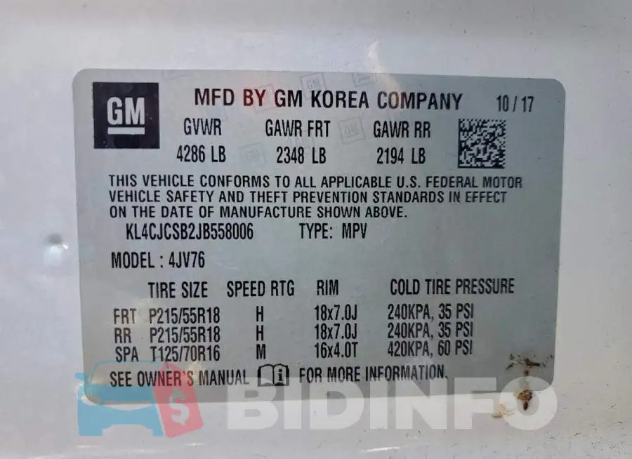 KL4CJCSB2JB558006 Photo# 14