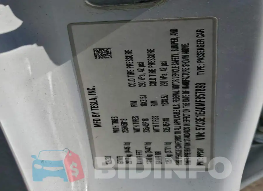 5YJ3E1EA0MF857898 Photo# 13