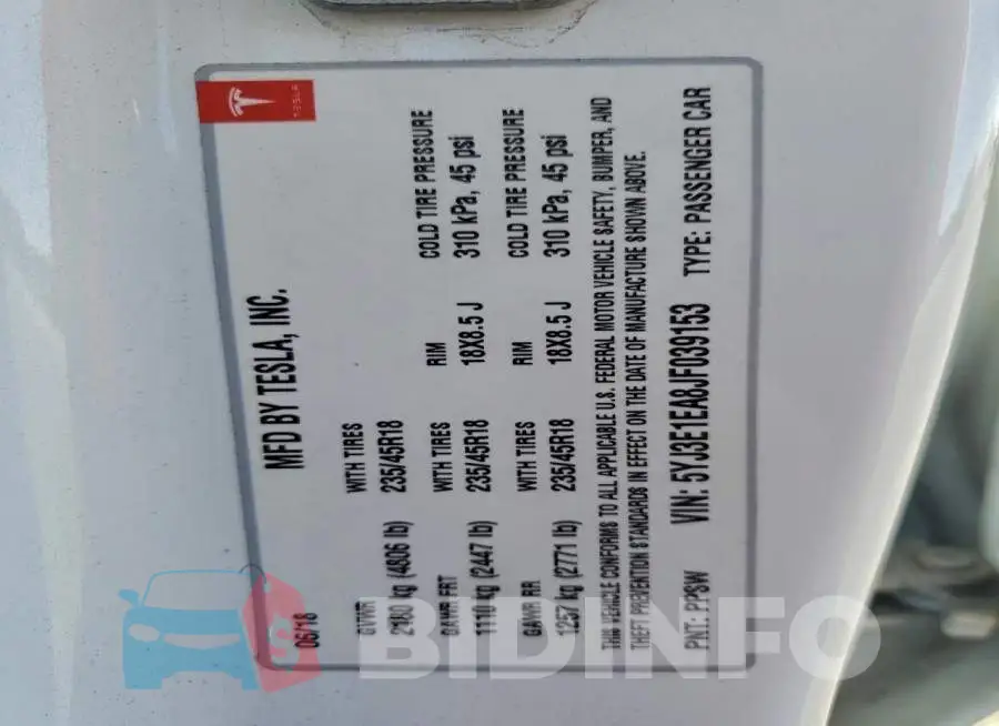 5YJ3E1EA8JF039153 Photo# 12