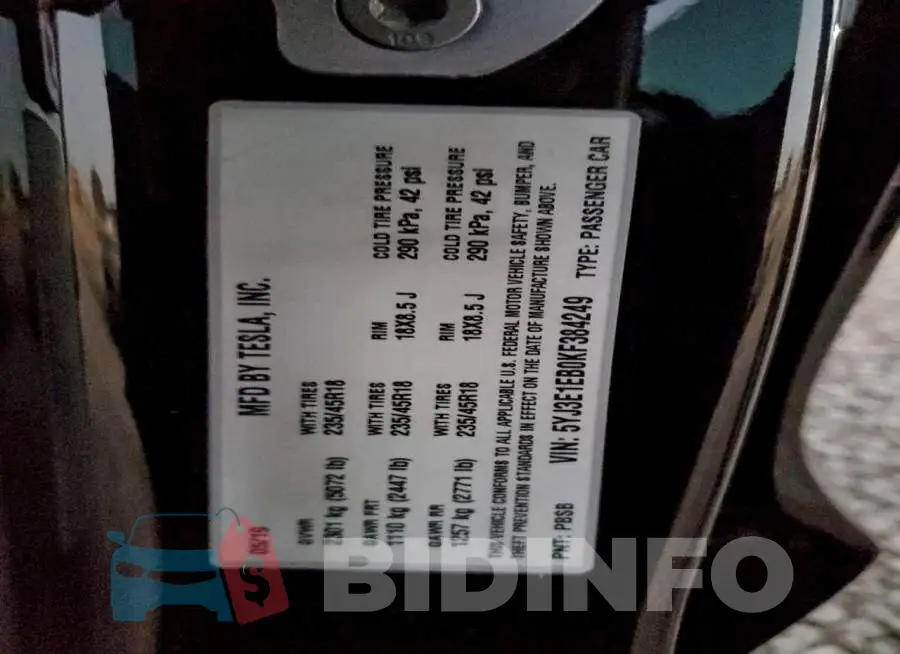 5YJ3E1EB0KF384249 Photo# 13