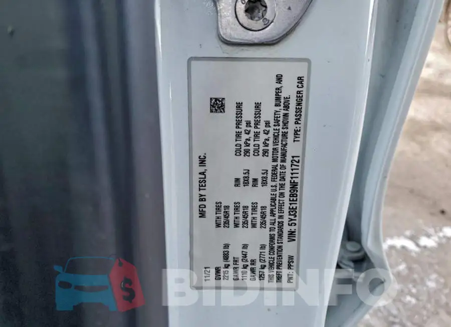 5YJ3E1EB9NF111721 Photo# 12
