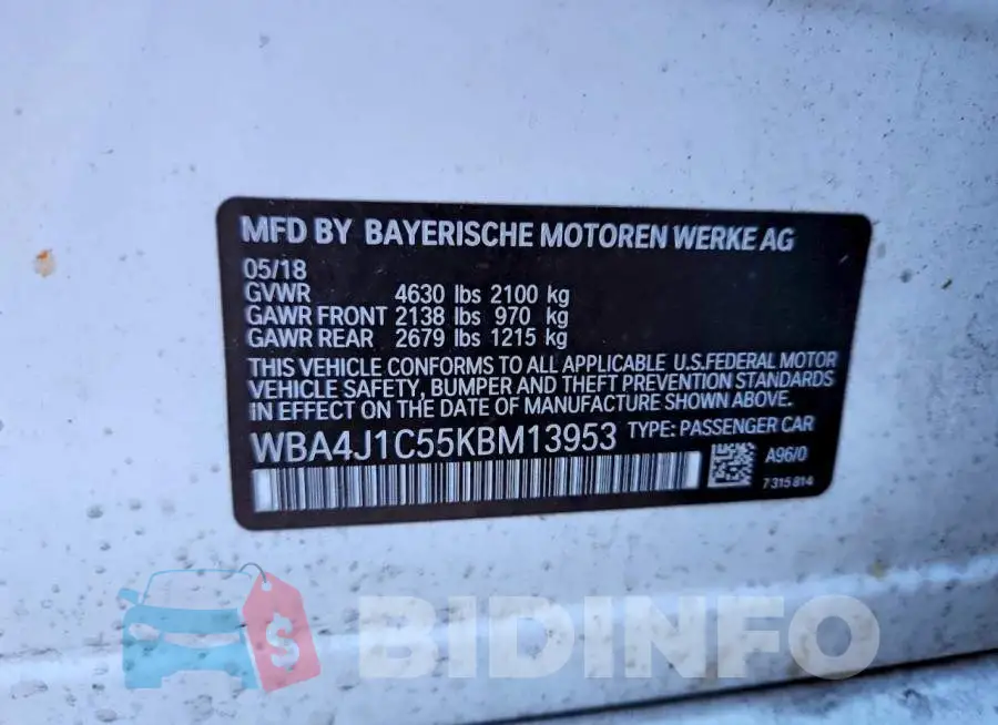 WBA4J1C55KBM13953 Photo# 12