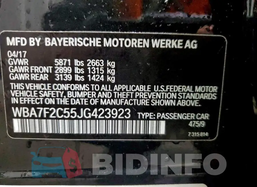 WBA7F2C55JG423923 Photo# 12