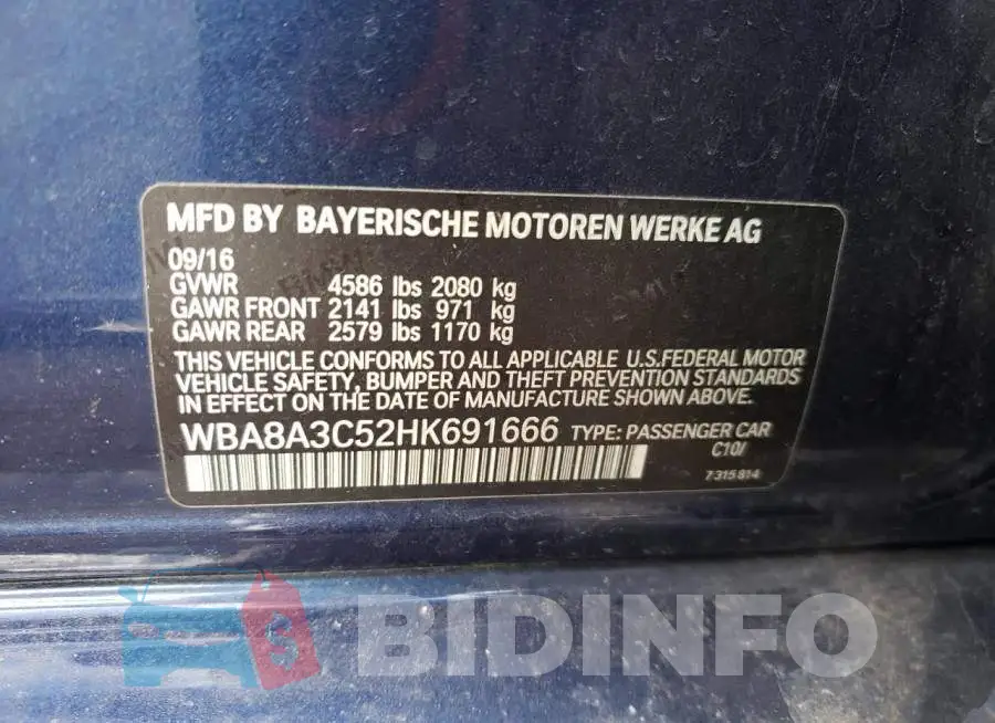 WBA8A3C52HK691666 Photo# 12