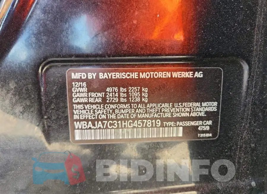 WBAJA7C31HG457819 Photo# 12