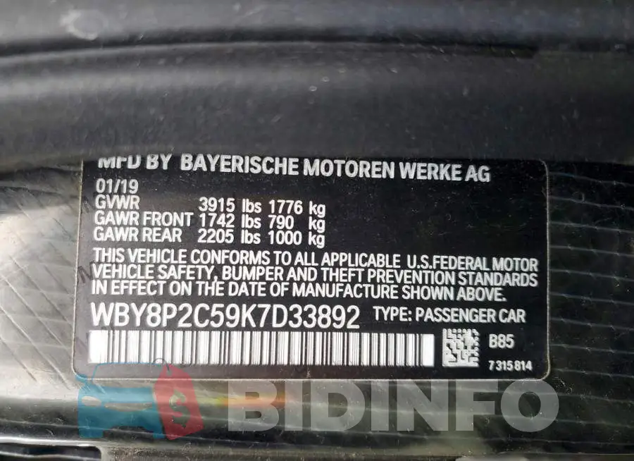 WBY8P2C59K7D33892 Photo# 12