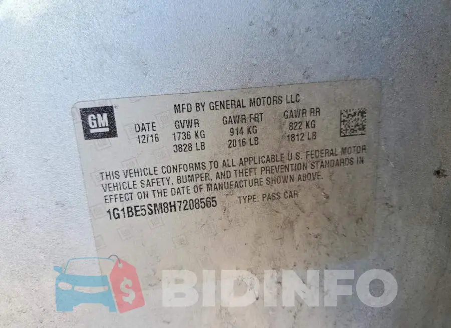 1G1BE5SM8H7208565 Photo# 12