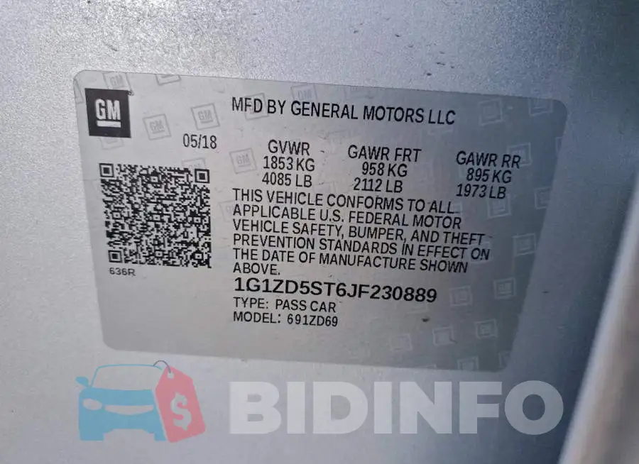 1G1ZD5ST6JF230889 Photo# 12
