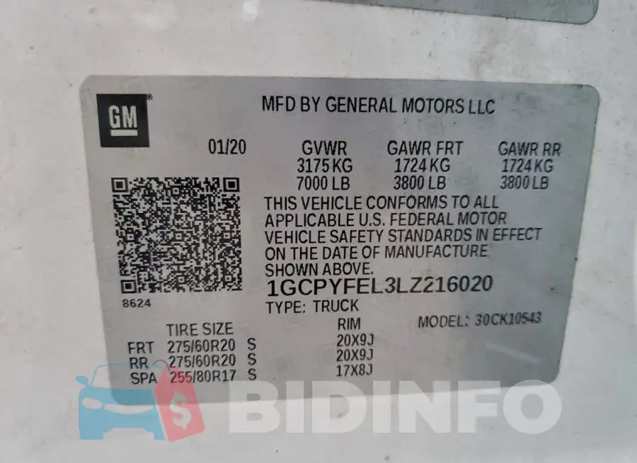 1GCPYFEL3LZ216020 Photo# 12