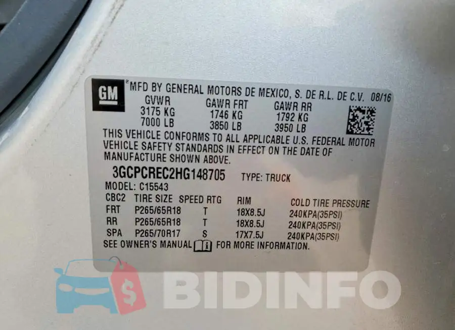 3GCPCREC2HG148705 Photo# 12