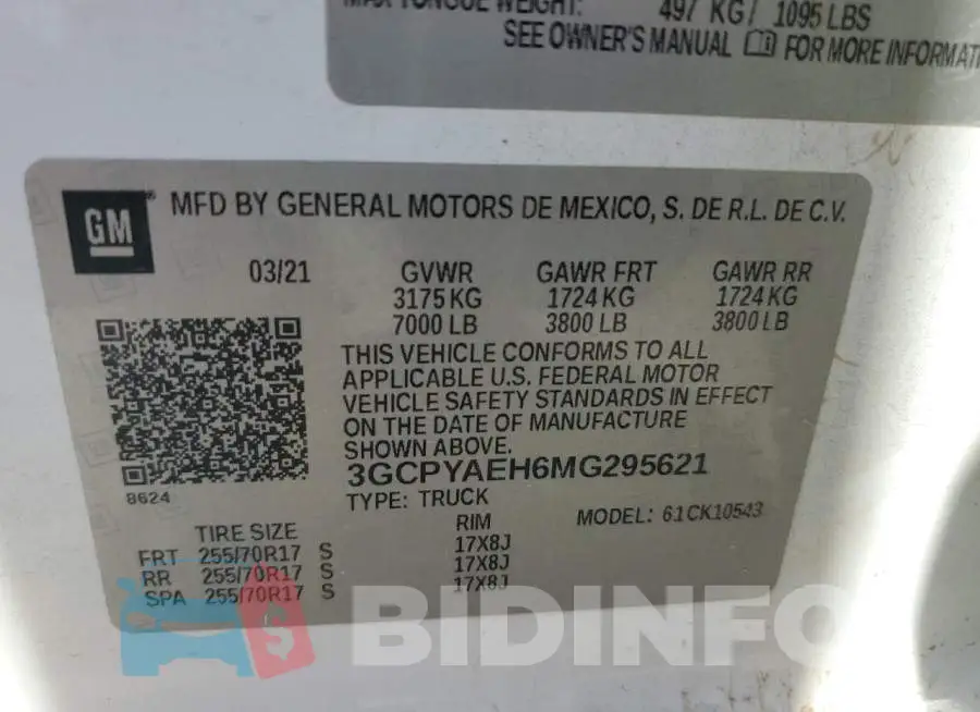 3GCPYAEH6MG295621 Photo# 12