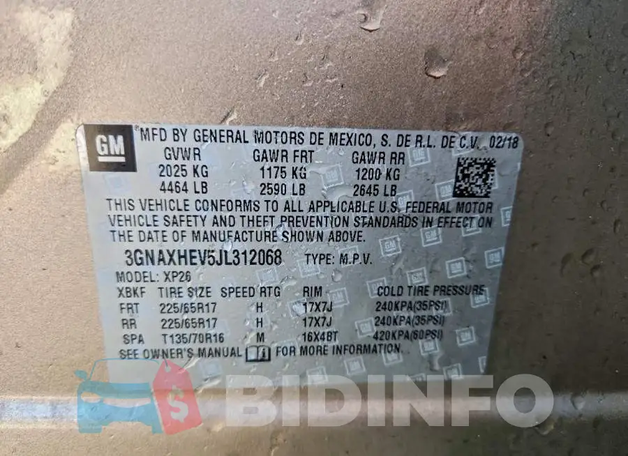 3GNAXHEV5JL312068 Photo# 13
