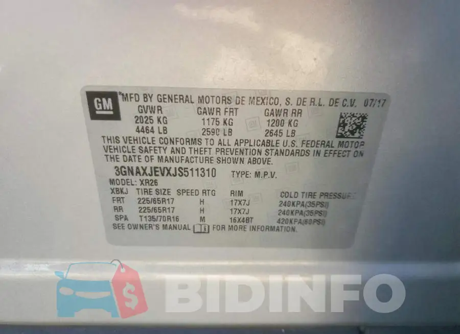 3GNAXJEVXJS511310 Photo# 12
