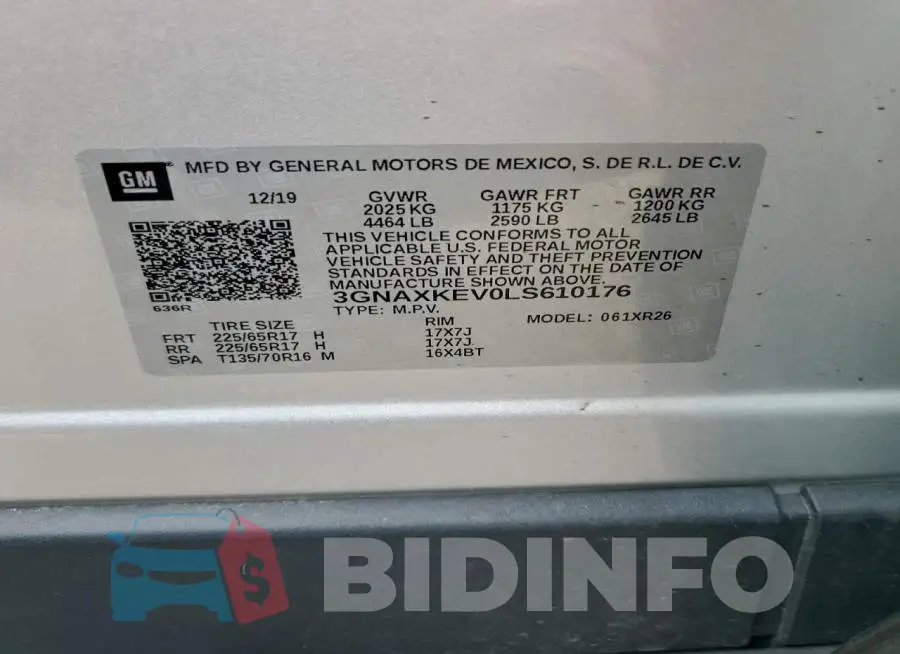 3GNAXKEV0LS610176 Photo# 13