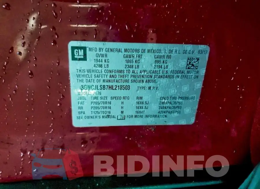 3GNCJLSB7HL218503 Photo# 12