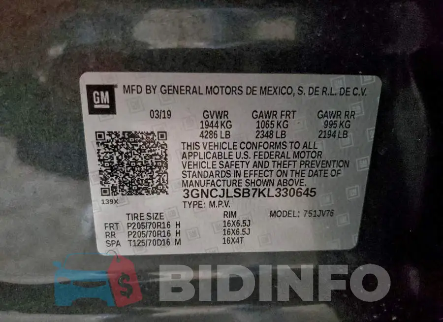 3GNCJLSB7KL330645 Photo# 13