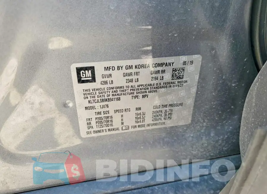 KL7CJLSB9KB941168 Photo# 12