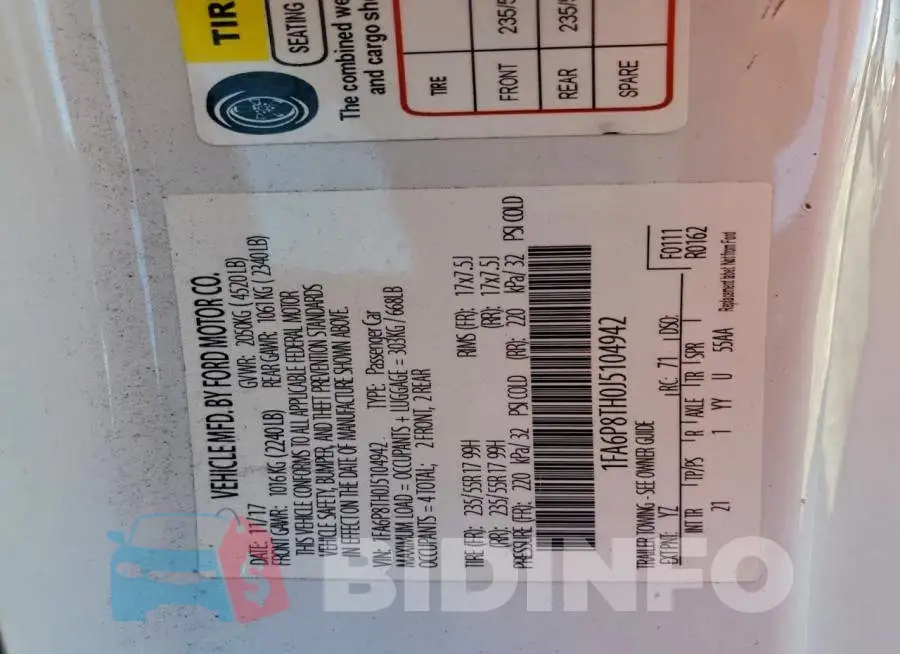 1FA6P8TH0J5104942 Photo# 13