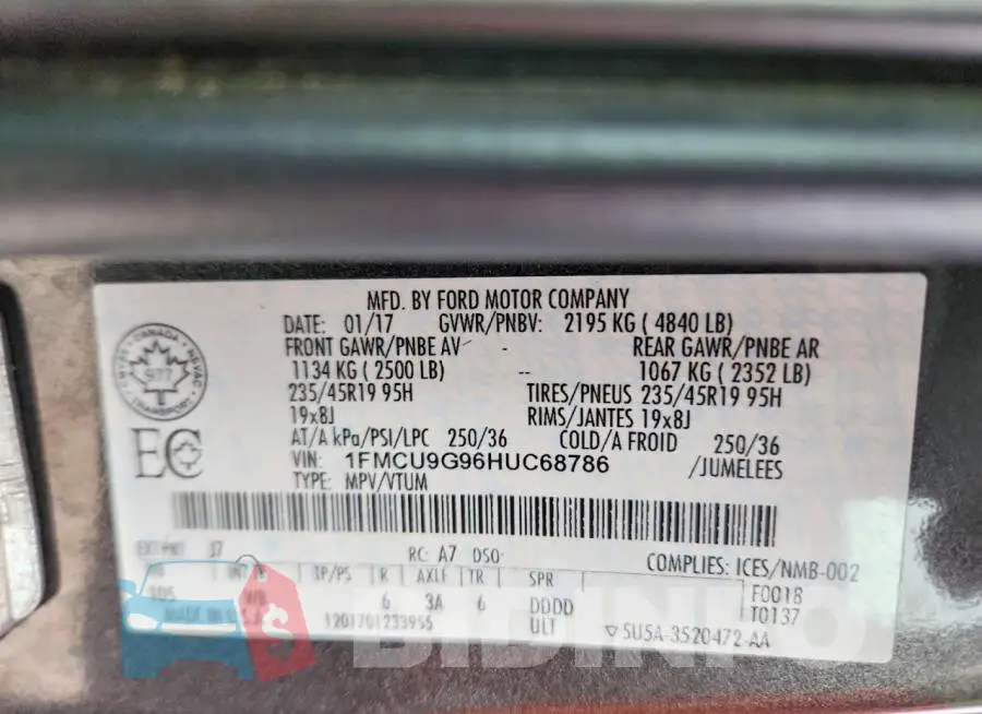 1FMCU9G96HUC68786 Photo# 13