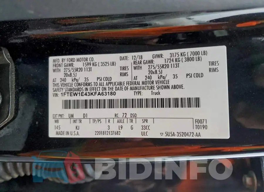1FTEW1E43KFA63180 Photo# 12