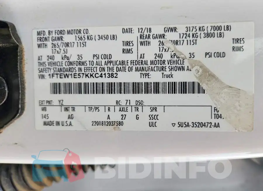 1FTEW1E57KKC41382 Photo# 12