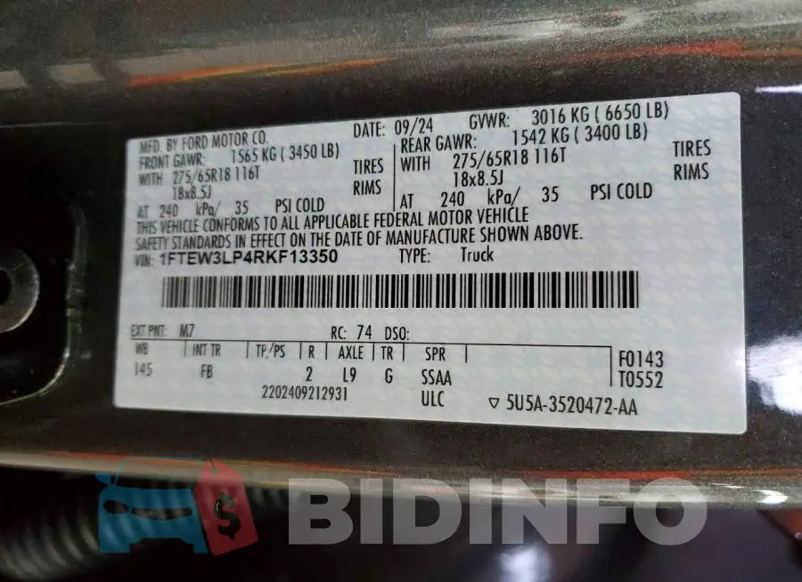 1FTEW3LP4RKF13350 Photo# 13