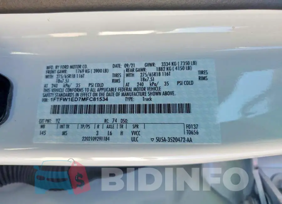 1FTFW1ED7MFC81534 Photo# 12
