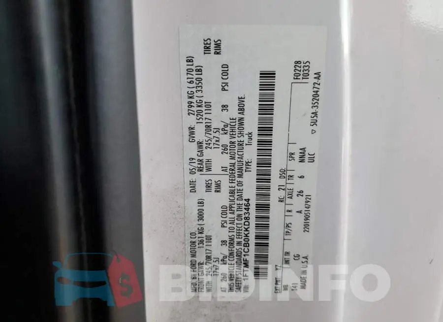 1FTMF1CB0KKD83464 Photo# 12