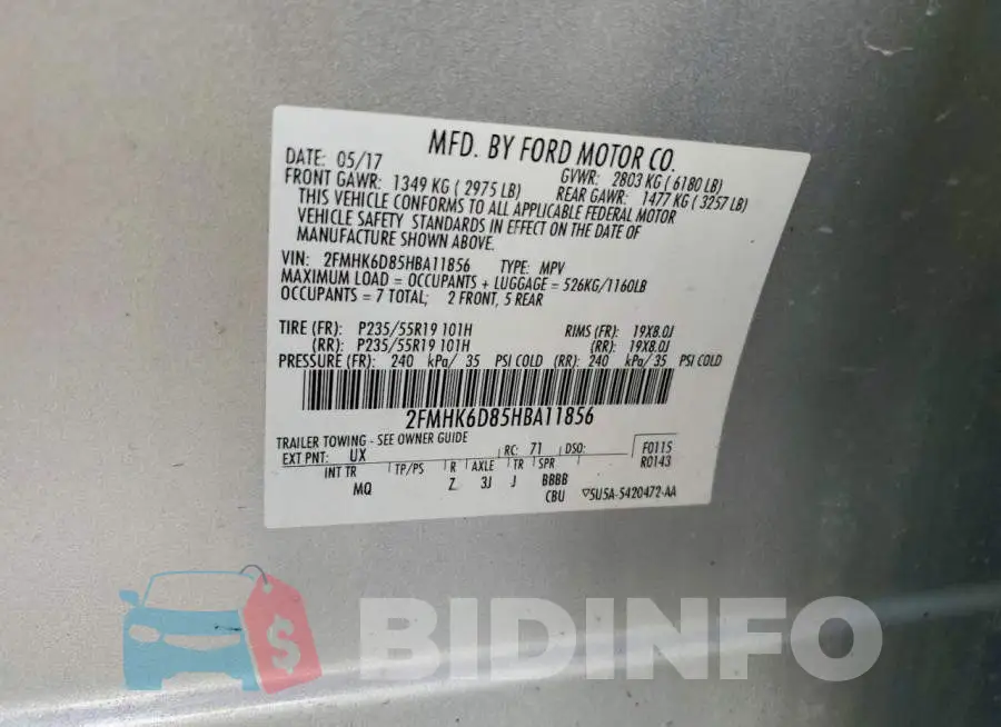 2FMHK6D85HBA11856 Photo# 13