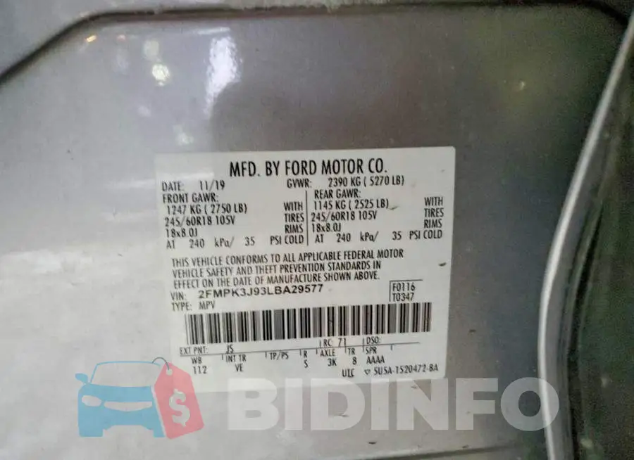 2FMPK3J93LBA29577 Photo# 13