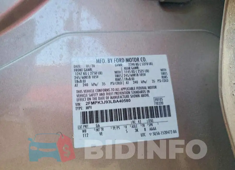 2FMPK3J93LBA40580 Photo# 12