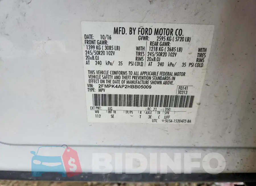2FMPK4AP2HBB05009 Photo# 14