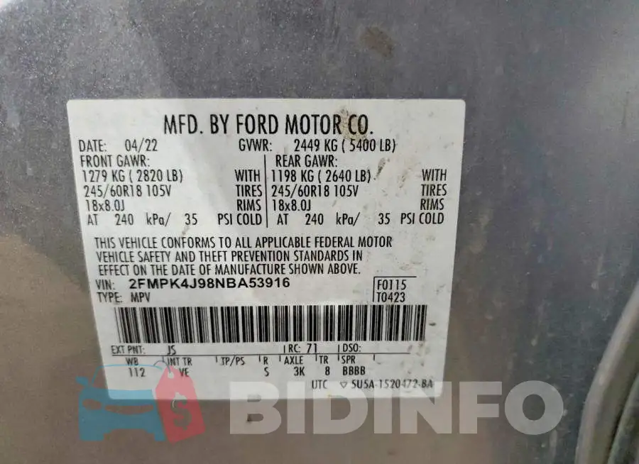 2FMPK4J98NBA53916 Photo# 13
