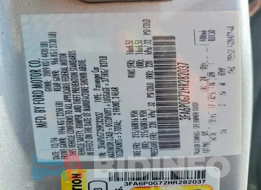 3FA6P0G72HR282037 Photo# 12