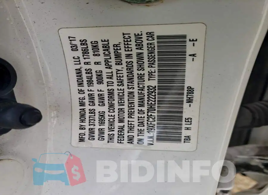 19XFC2F70HE222932 Photo# 13