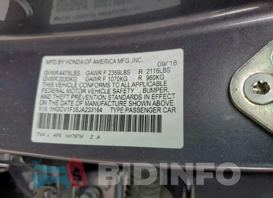 1HGCV1F35JA233164 Photo# 12