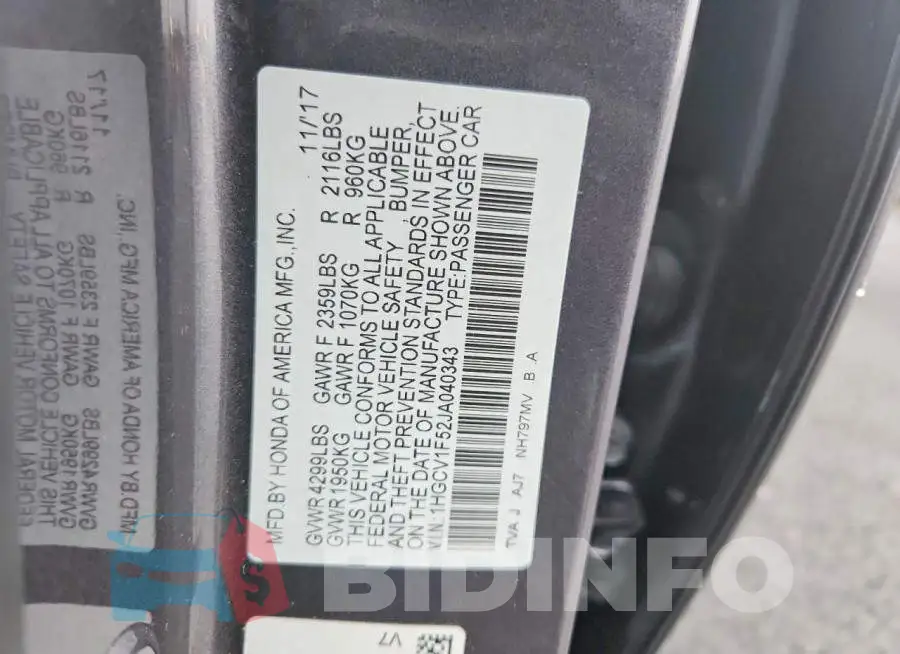 1HGCV1F52JA040343 Photo# 13