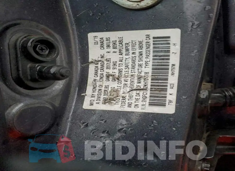 2HGFC1E52KH704518 Photo# 12