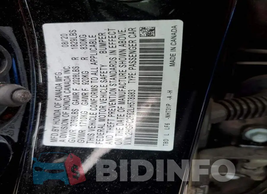 2HGFC2F62LH578983 Photo# 13