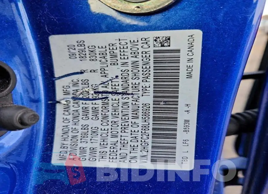 2HGFC2F68LH586926 Photo# 13