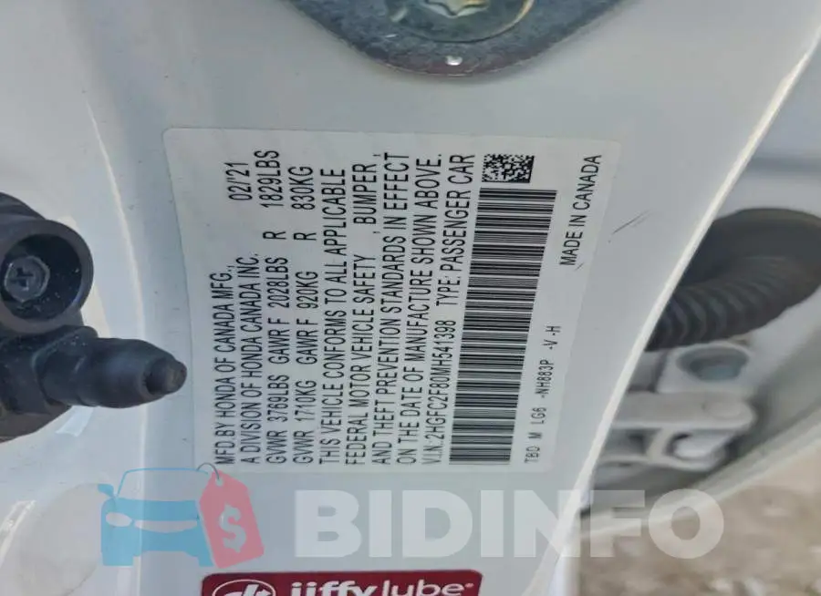 2HGFC2F80MH541398 Photo# 12