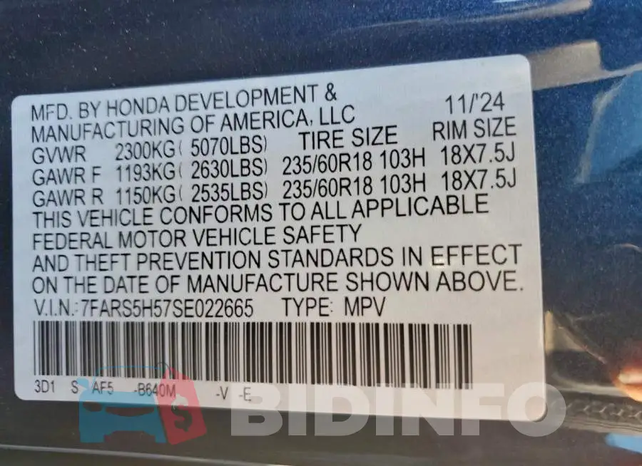 7FARS5H57SE022665 Photo# 13