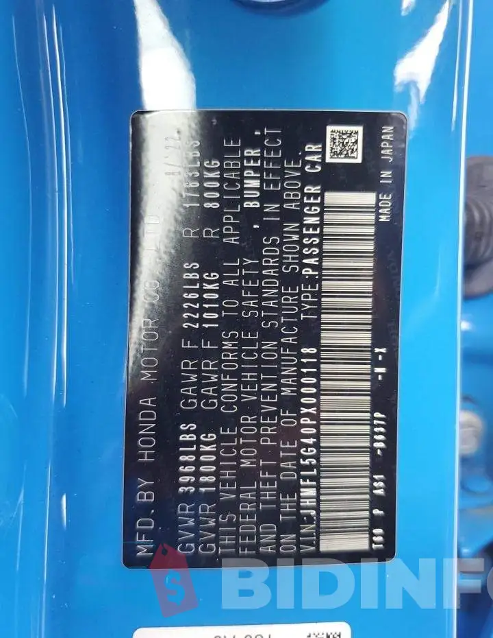 JHMFL5G40PX000118 Photo# 13