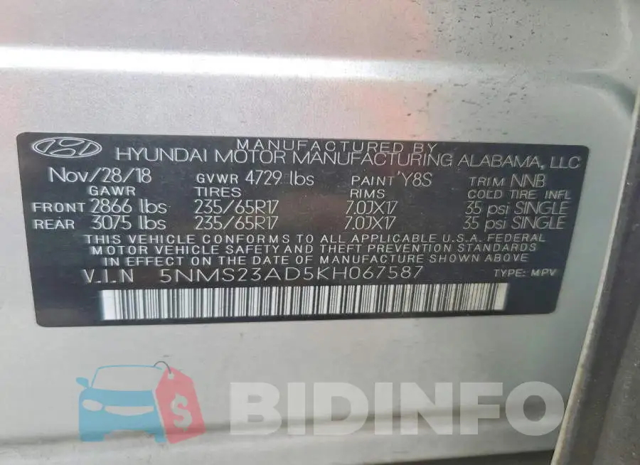 5NMS23AD5KH067587 Photo# 13